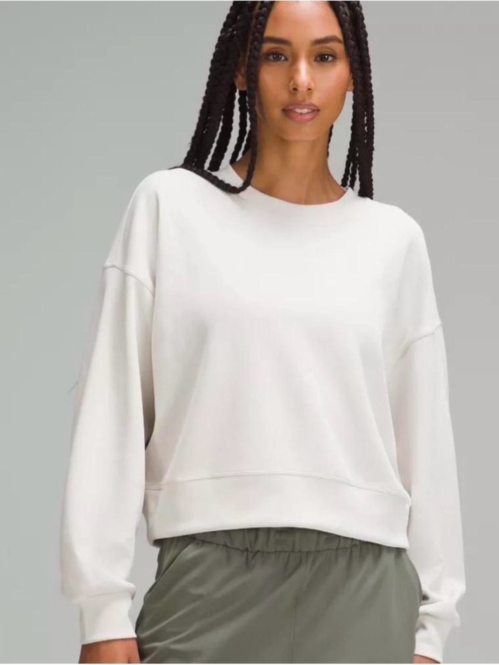LULULEMON Softstreme Perfectly Oversized Cropped Crew White Opal 2